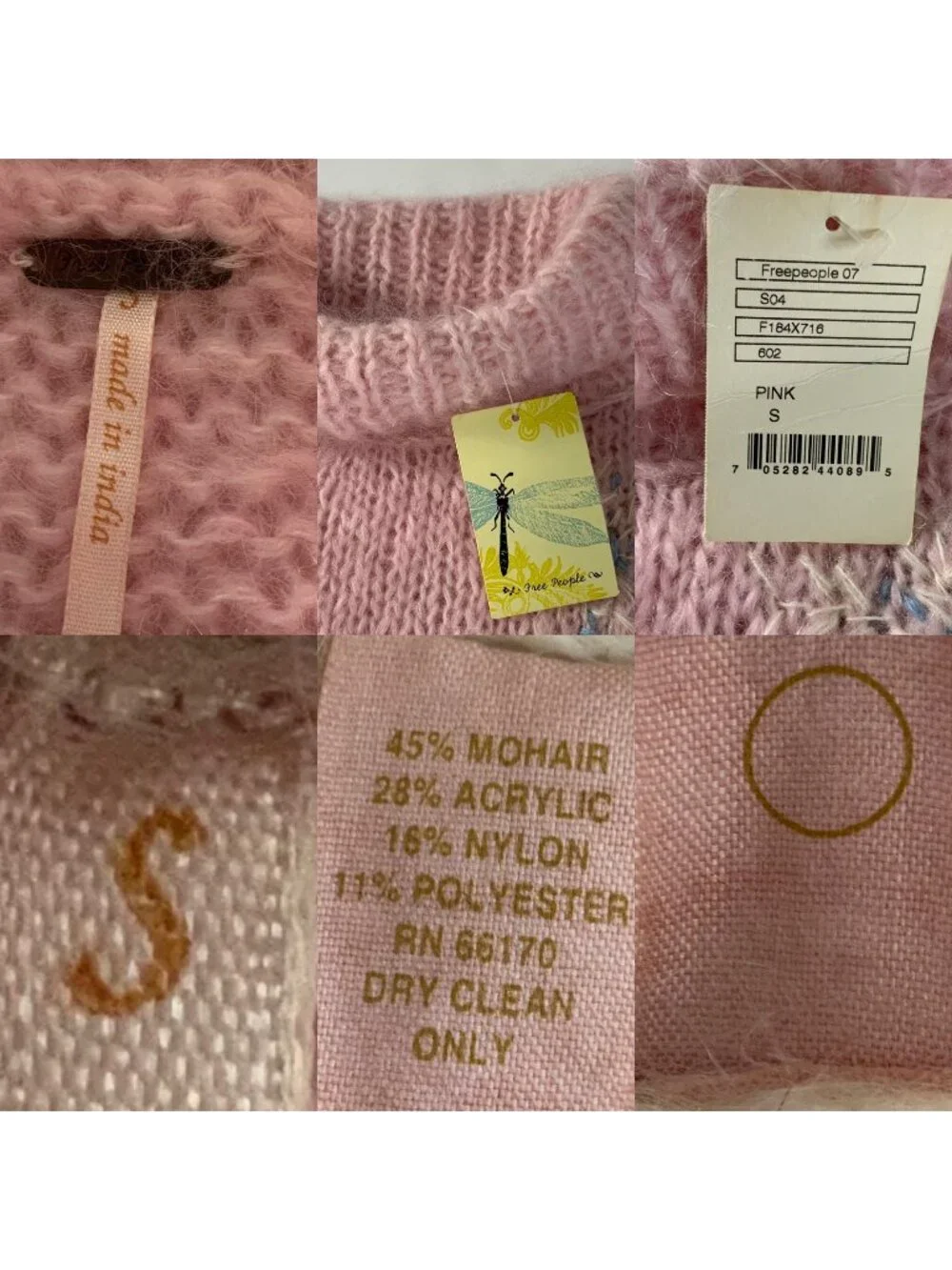 Free People Vintage Turtleneck Snowflake Sweater S Mohair NEW